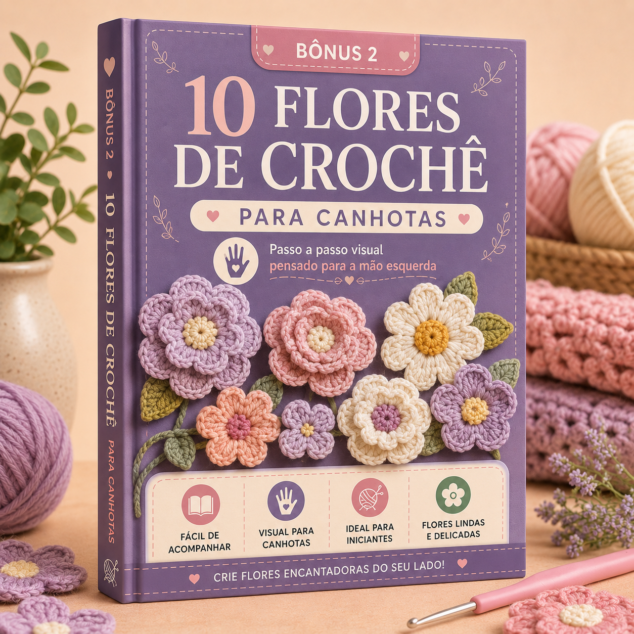10 Flores de Crochê Passo a Passo para Canhotas